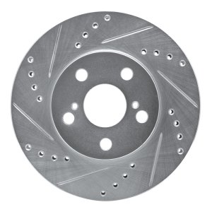 Toyota Celica Brake Rotor (1) - Front Left - R1 Concepts - Drilled & Slotted - Silver - `94-`00